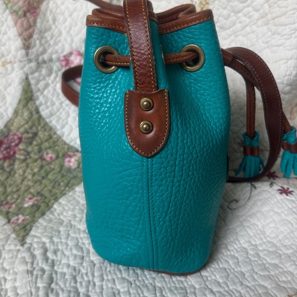 Vintage Dooney & Bourke AWL Teal Mini Bucket Bag - Picture 4 of 5